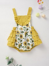 NWT Sunflower Baby Girls Sleeveless Ruffle Romper Jumpsuit