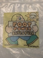 Vintage 1976 Cereal Prize Kellogg's Iron On Sticker Foot Power Saves Fuel Sun