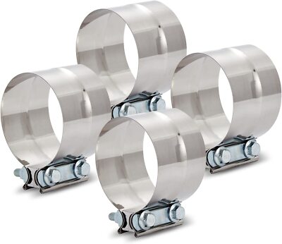 4PCS 5'' Stinless Steel Band Exhaust Clamp 5 inch Step Clamp Lap Style Joint T304