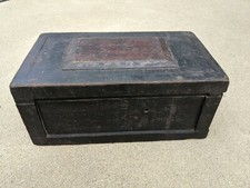 Antique Vintage Machinist Wood Tool Box Chest BEST AAFA Primitive Black Red