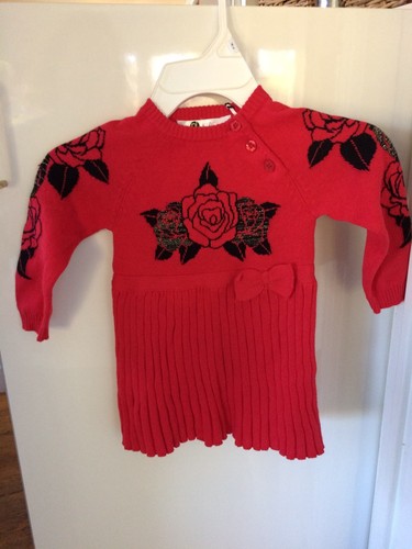 PL Kids 12 months Girls Red Sweater Holiday Dress Long Sleeve NWT