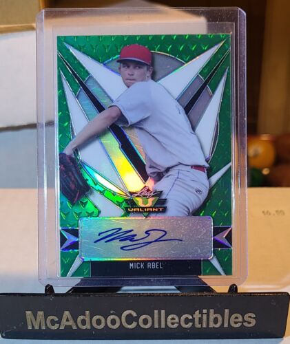 2021 Leaf Valiant Mick Abel Green Auto Rookie Card Phillies Prospect RC