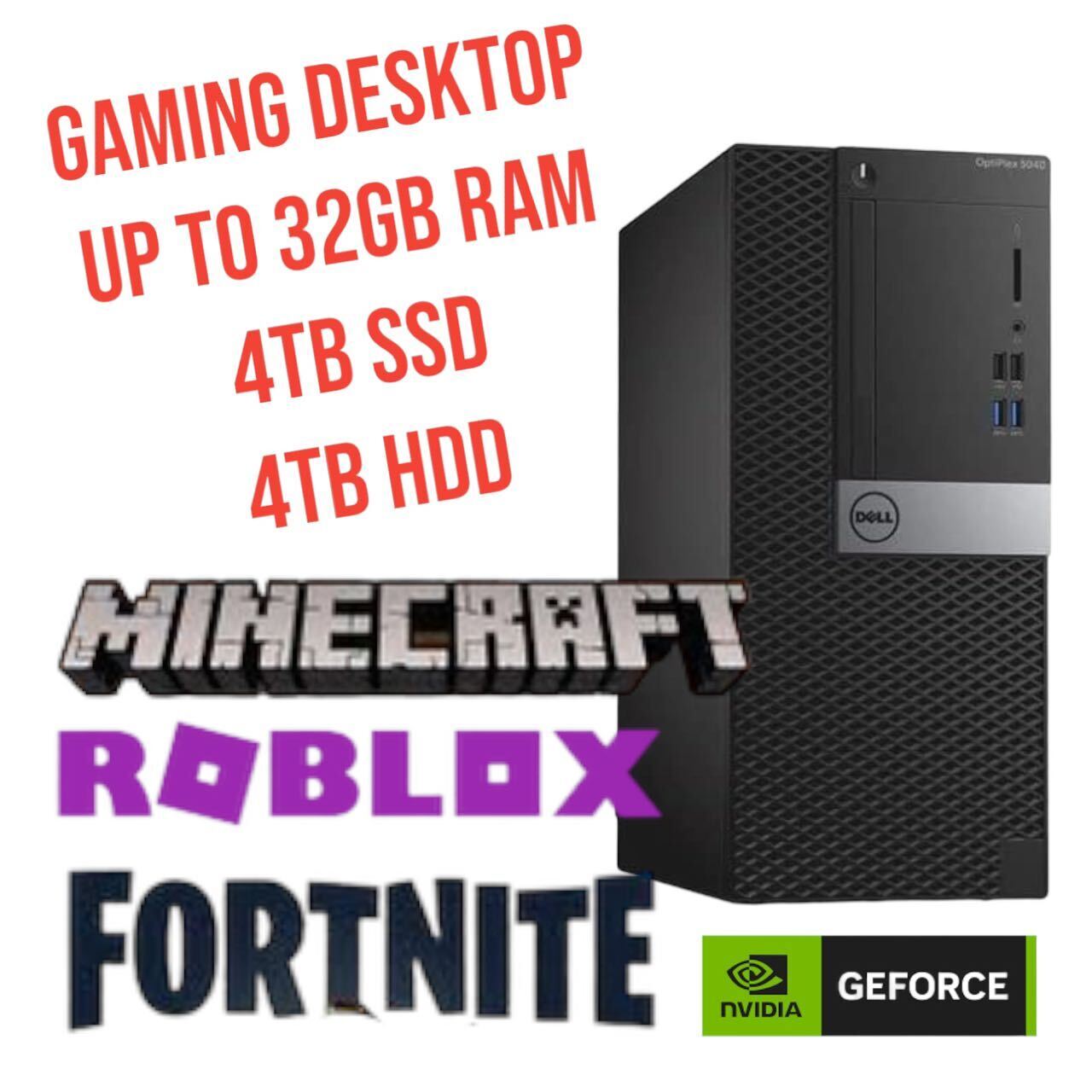 Dell Gaming Desktop i7 NVIDIA GTX 1060 up to 32GB RAM 4TB SSD PC Win10P WiFi DVD