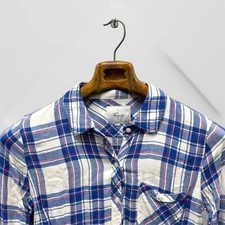 Rails Hunter Soft Flannel Shirt Women's XS Blue White Raspberry Button Down Top