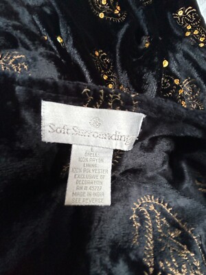 Soft Surroundings Velvet Embroidered Sequin Paisley Top Size Large