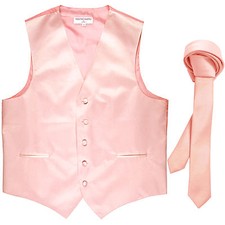 New Men's Formal Tuxedo Vest Waistcoat 1.5" skinny Necktie pink wedding