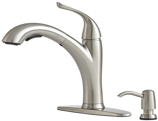 Giagni Stainless Steel 1 Handle Deck Mount Pull Out Kitchen Faucet