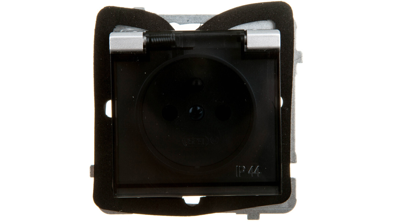SONATA Splashproof socket w / u IP44 transparent flap matt silver GPH-1RZ /T2UK