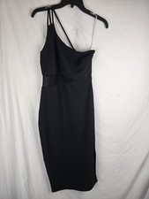 Lulus Shape The Night Assymetrical Black Sheer Cut Out Midi Formal Dress Sz M