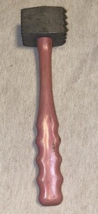 Vintage Plasmetl Bakelite Handle Meat Tenderizer  10" Pink Swirl 