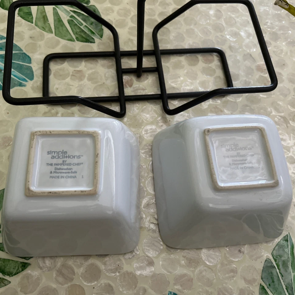 Pampered Chef Simple Additions Ceramic Dipping Bowls, Caddy - Image 2 of 3