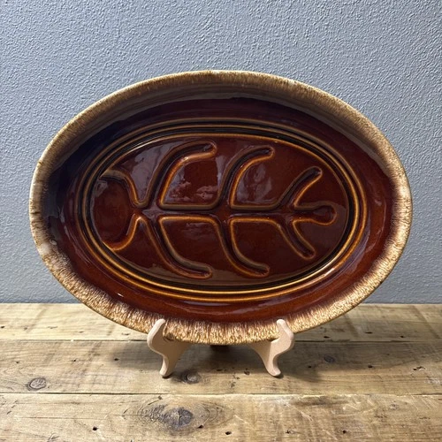 Vintage Hull Brown Drip Pottery 14” Meat Serving Platter EUC