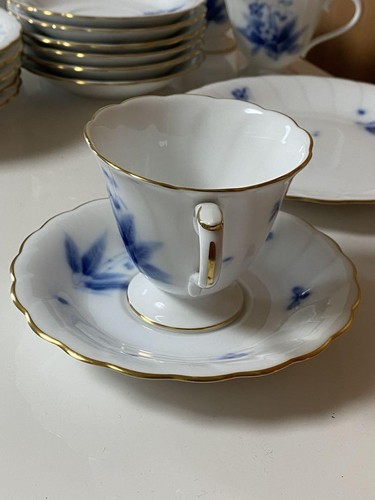 Rare Okura Touen Violet Porcelain Cup & Saucer + Cake Plate Set of 3 from Japan - Picture 3 of 24