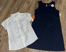 NWT Wonder Nation Navy White School Uniform Style Dress Top Girls Size S M