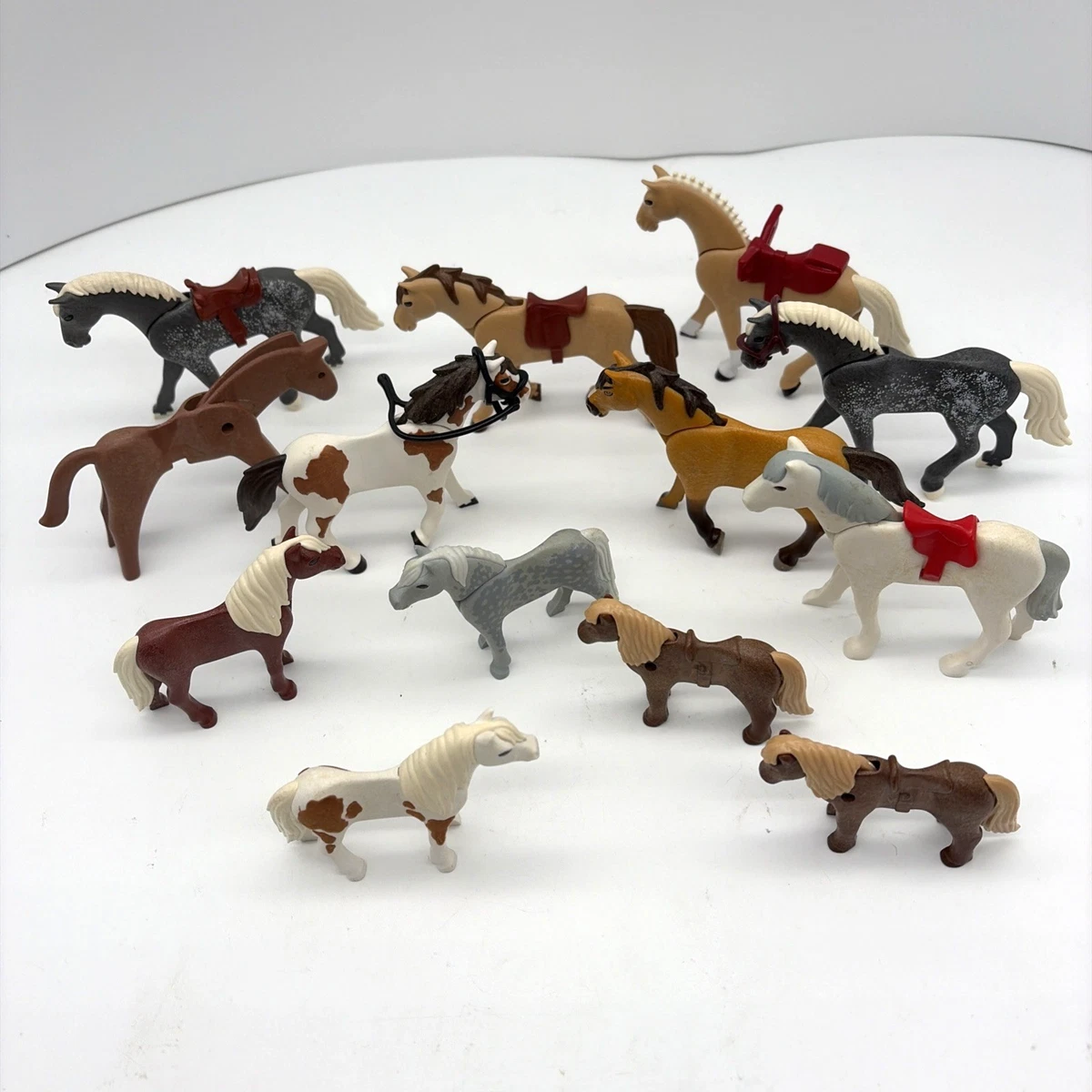 Lot Playmobil Western - Petit Ranch Avec Animaux, Arbres Et Clôture - Vintage