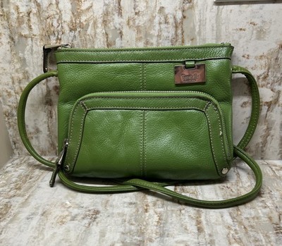 Tignanello Women's 100% Genuine Leather Purse Wallet Crossbody Pebbled Green 9x7