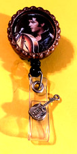 Singer Elvis 1 Id badge holder retractable alligator clip