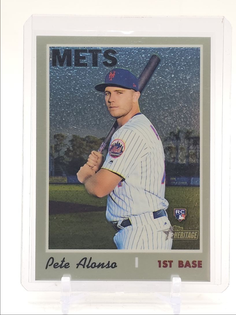 PETE ALONSO 2019 TOPPS HERITAGE CHROME ROOKIE METS RC /999 Q0M-594