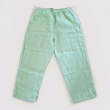 fresh produce large Bright Green Linen Pull On Pants Breathable Lightweight...