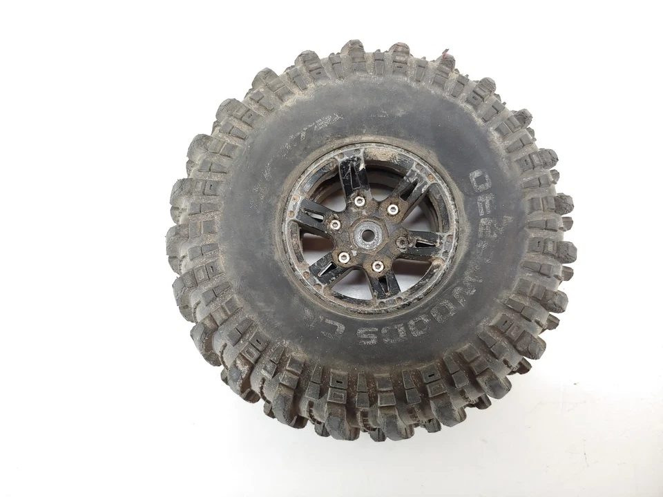 4x Duratrax Deep Woods 1.9" Crawler Tires on 12mm Hex BEADLOCK METAL WHEELS - Image 2 of 4