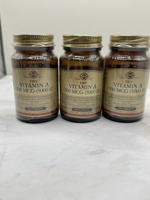 Solgar Dry Vitamin A 1500 mcg (5000 IU) Tablets Bundle of 3 Bottles