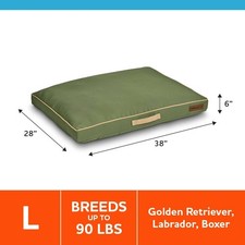 Vibrant Life Travel Dog Bed, Large, Durable, Chew Resistant, Loden Green 38"x28"
