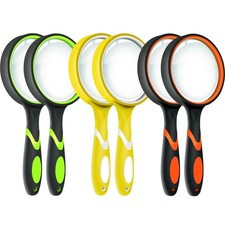 Leffis 6 Pack Magnifying Glass, 10X Non-Slip Handheld Reading Magnifier for K...