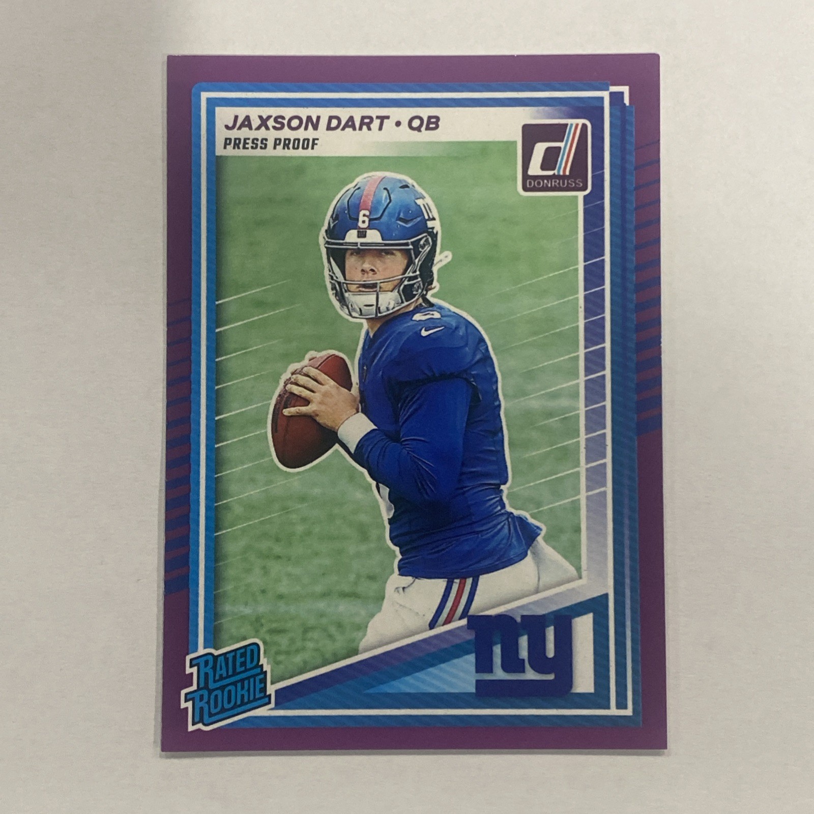 2025 Panini Donruss - Rated Rookie Jaxson Dart #400 Purple Press Proof (RC)