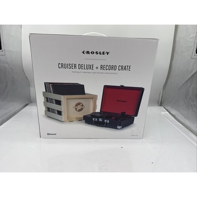 Crosley Cruiser Deluxe + Record Crate Black 3 Speed Turntable Bluetooth