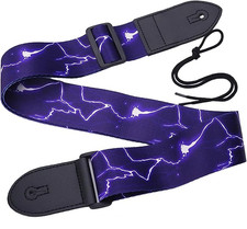 Blue Lightning Guitar Strap | Adjustable | Fits Acoustic, Electric & Bass