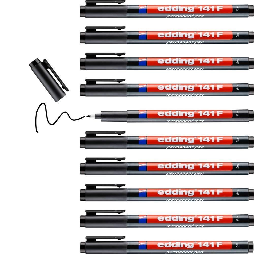 Feutre Permanent edding 141F Noir anti Bavure Pointe Fine pour Étiquetage Pro