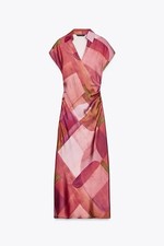 NEW ZARA NWT DRESS MULTICOLOR MIDI COLLAR DRESS SLEEVELESS : REF 026251/188/077