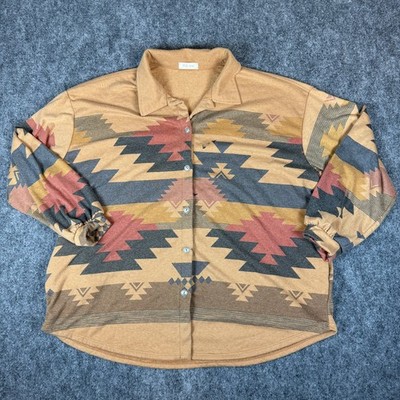 Phil Love Button Down Cardigan Women Medium Multicolor Aztec Western Made in USA