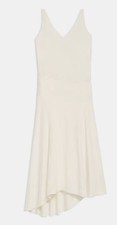 Theory Midi Dress 4 Ivory Silky Asymmetrical Washed Twill Sleeveless NEW W FLAW