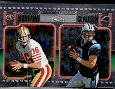 2010 Topps Chrome Football Joe Montana, Clausen Gridiron Lineage Card #CGL-MC