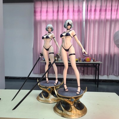 52cm NieR Automata 2B Swimwear Figure 1/4 Double Head PVC Anime Statue Model