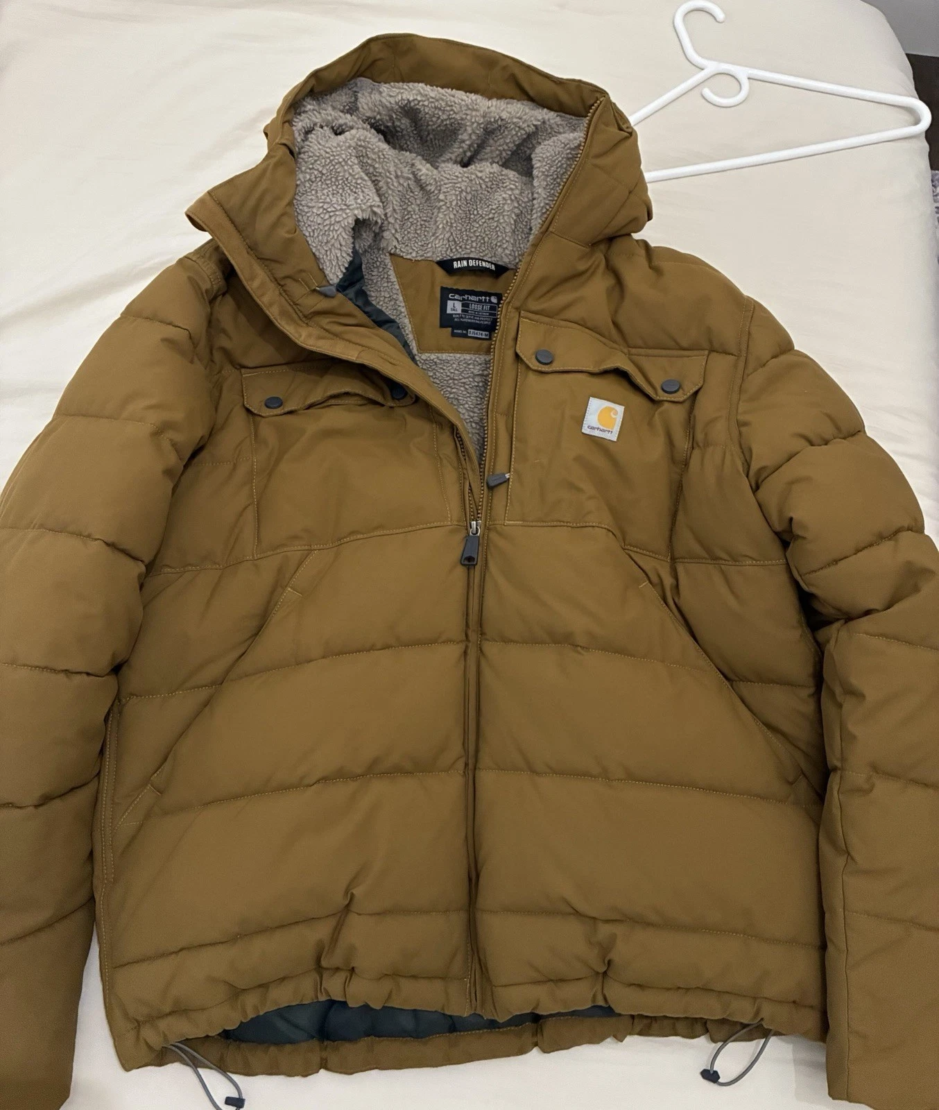 Carhartt Montana Insulated Jacket Hooded Loose Fit Size LT Oak Brown