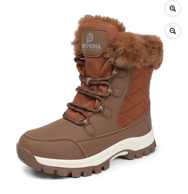 Stepedia Women's Waterproof Winter Snow Boots Lightweight Warm Faux Fur  Size 41