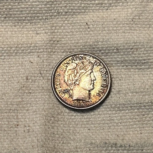 1916 Barber Dime Almost Uncirculated AU Coin PJ