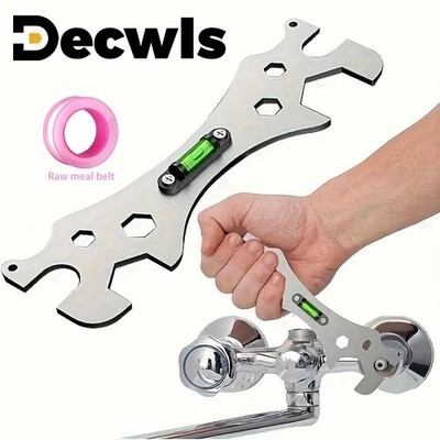Multifunctional Stainless Steel Bathroom Wrench Tool Shower Faucet Hex Level Ang