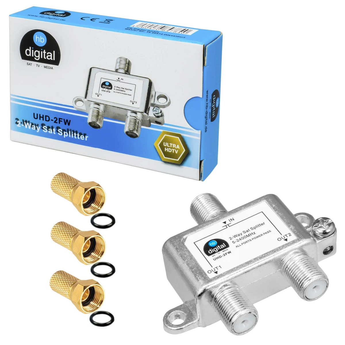 Divisor distribuidor SAT de 2 vías 5-2400 MHz DVB-T adecuado 4 vías HD terminal de tierra