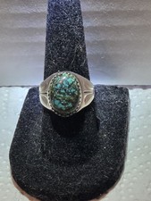 Vintage Southwestern Spider Web Turquoise Ring Sz 5 3/4- 6 Sterling Silver