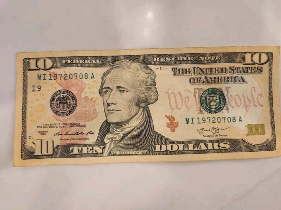 Birthday Note 10$  Bill July, 08 1972. (MI 19720708 A).  - Image 4 of 4