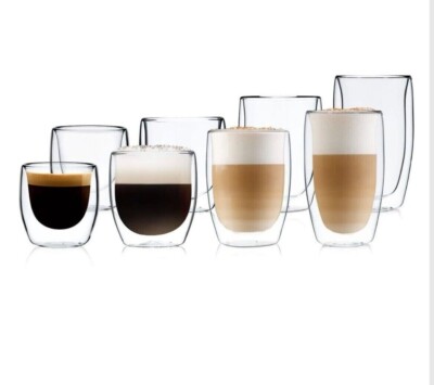 Latte Macchiato Gläser Doppelwandig- Kaffeegläser 8er set 2x450/350/250/80ml