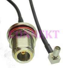MS147 male right angle to N female nut crimp RG174 cable jumper pigtail 15cm