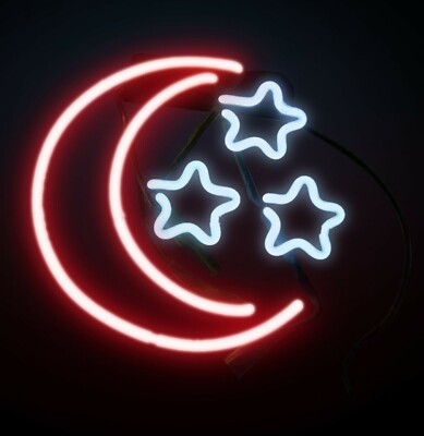 20''x16'' Moon & Star White Yellow Acrylic Neon Sign Light Lamp Wall Beer Bar QL