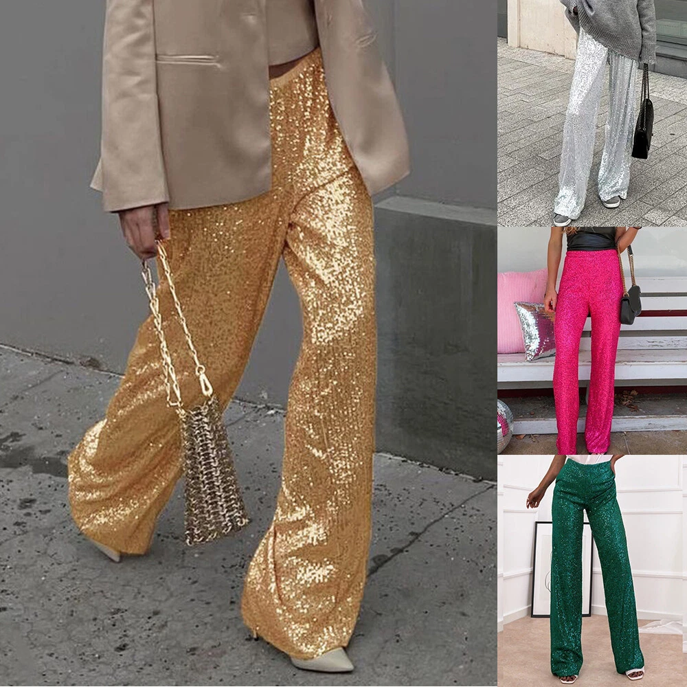 Gold glitter best sale pants
