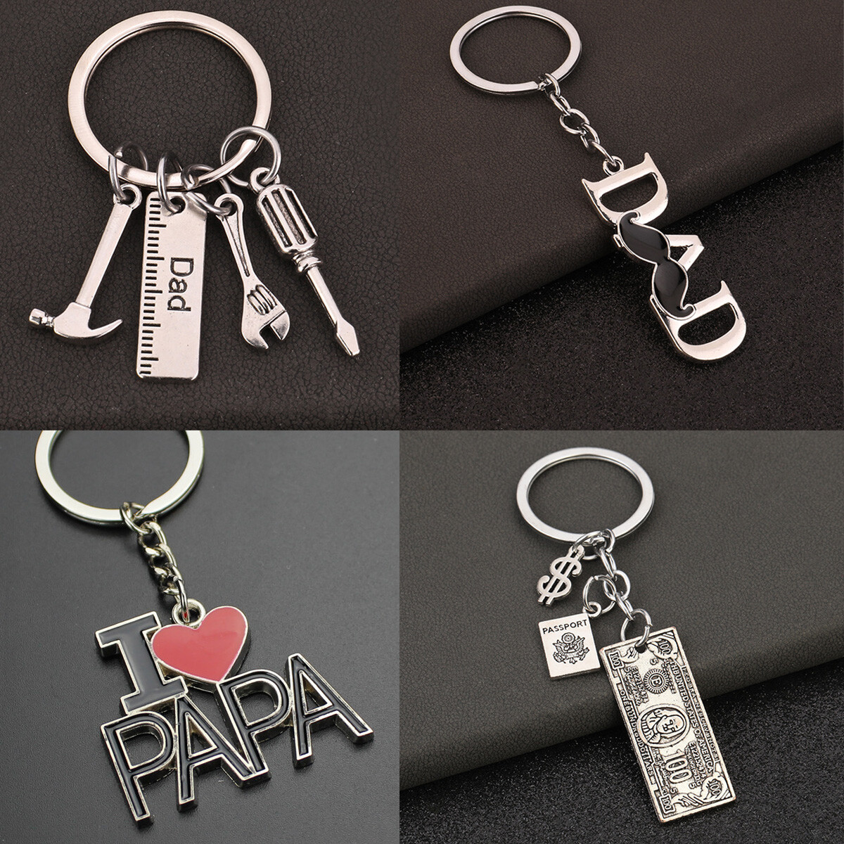 I Love Dad DIY Tools Silver Keyring Novelty Metal Key Ring Men Fathers Day  Gift