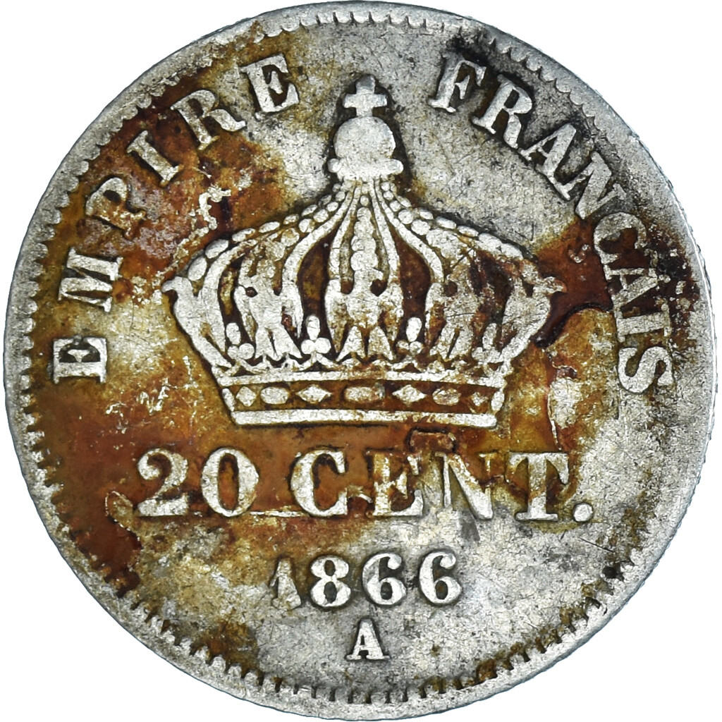 ・１９１５年・PRO-PATRIA・２０cm・Ｂ＆Ｇ． Copen・ 367686] Münze, Frankreich, Napoleon III, Napoléon III, 20 Centimes