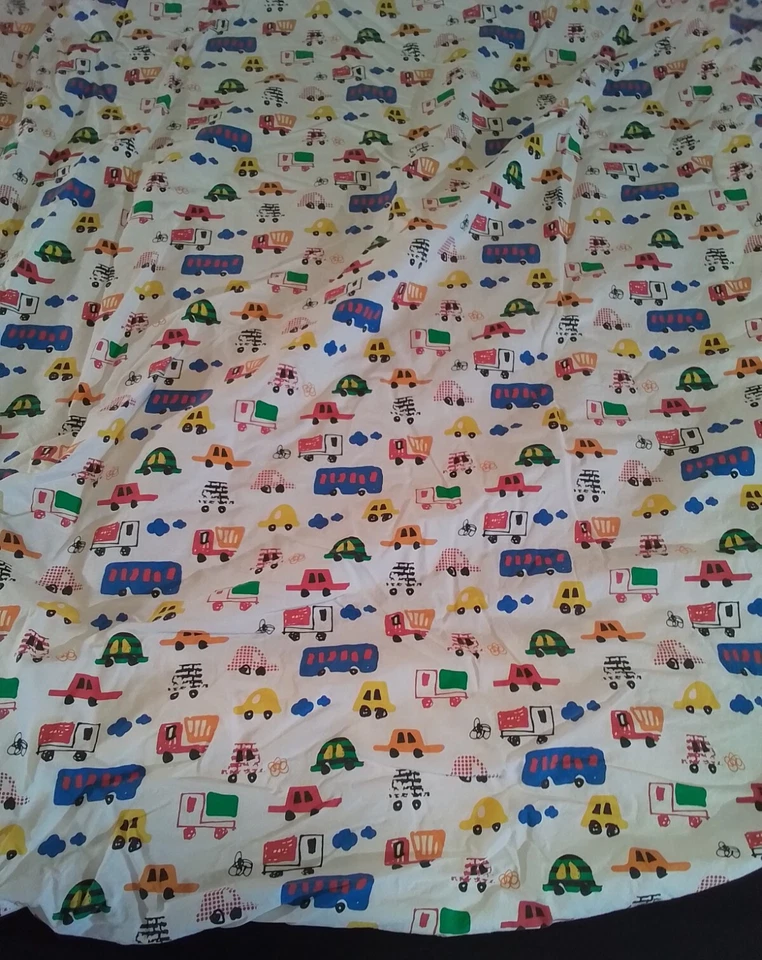 The Company Kids Cars & Trucks Full Fitted Sheet Cotton Vehicles White Red Blue Foto 2 de 4